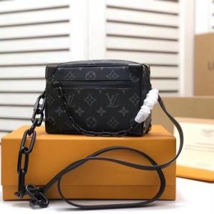 LV Mini Soft Trunk Monogram Eclipse Canvas By Virgil Abloh For Men, Bags, Shoulder And Crossbody Bags 7.3in/18.5cm LV M44735