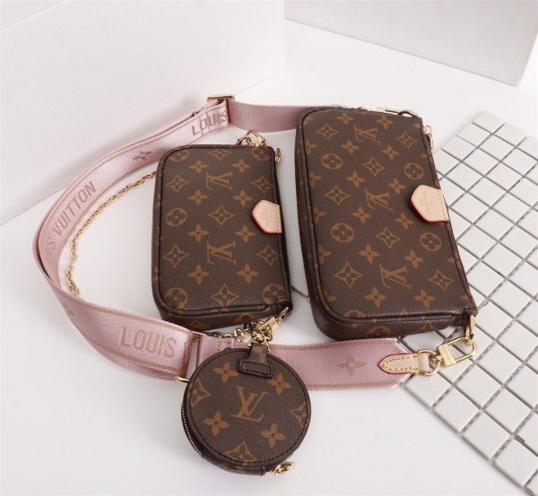 LV Multi Pochette Accessoires Monogram Canvas Pink For Women, Shoulder And Crossbody Bags 9.4in/24cm LV M44840