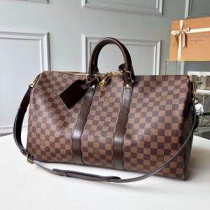 LV Keepall Bandoulière 45 Damier Ebene Canvas For Women, WoBags 17.7in/45cm LV N41428