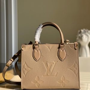 LV OnTheGo PM Tote Bag Monogram Empreinte Beige For Women, Women’s Handbags, Shoulder And Crossbody Bags 9.8in/25cm LV