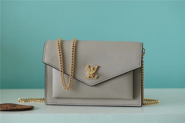 LV Mylockme Chain Pochette Grey For Women, Shoulder and Crossbody Bags 7.5in/19cm LV