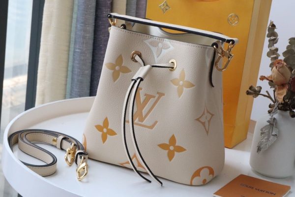 LV NeoNoe BB Bucket Bag Monogram Empreinte Cream/Saffron For Women, Women’s Bags, Shoulder Bags 7.9in/20cm LV M45716