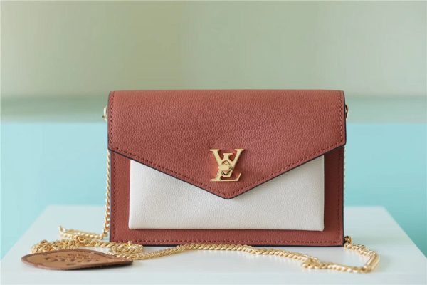 LV Mylockme Chain Pochette Brown / Quartz White For Women, Shoulder and Crossbody Bags 7.5in/19cm LV