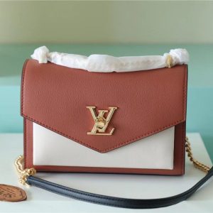 LV Mylockme Chain Bag Brown/ Quartz White For Women, Shoulder and Crossbody Bags 8.9in/22.5cm LV