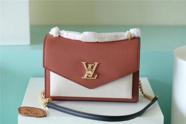 LV Mylockme Chain Bag Brown/ Quartz White For Women, Shoulder and Crossbody Bags 8.9in/22.5cm LV