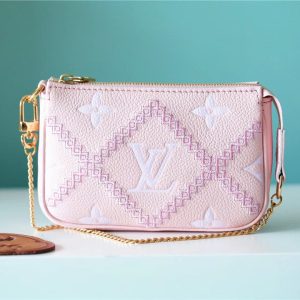 LV Mini Pochette Accessoires Monogram Empreinte Pink For Women, Women’s Handbags, Shoulder Bags And Crossbody Bags 6.1in/15.5cm LV