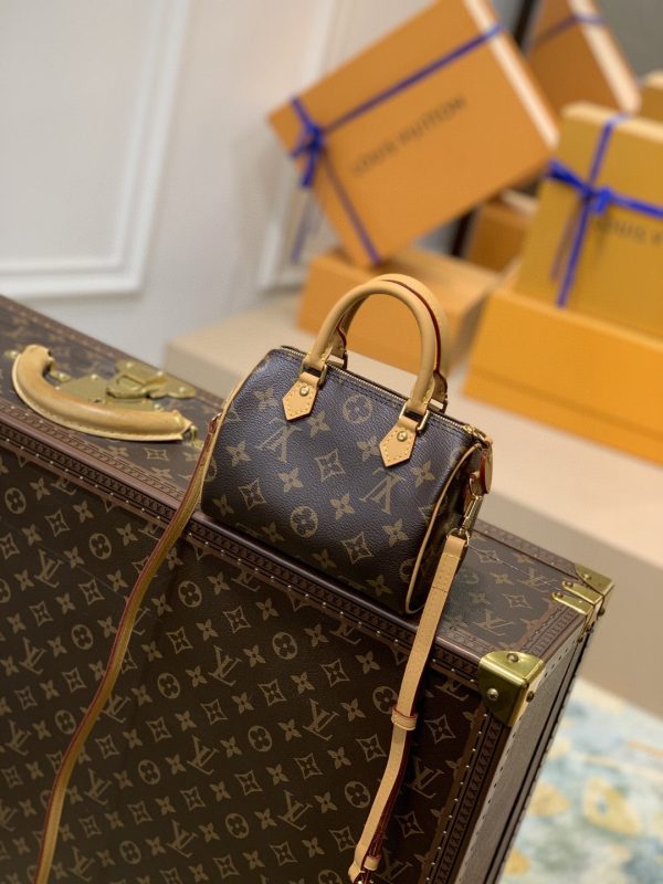 LV Nano Speedy Monogram Canvas For Women, Women’s Handbags, Shoulder Bags 6.3in/16cm LV M81085