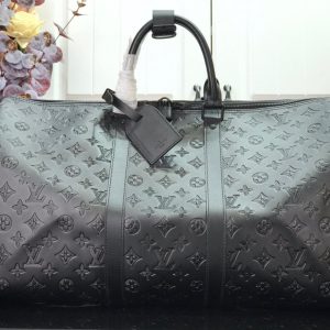 LV Keepall Bandoulière 50 Monogram Shadow For Men, Travel Bags 19.7in/50cm LV M44810