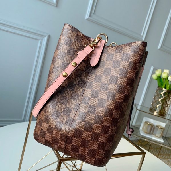 LV NeoNoe Bucket Bag Damier Ebene Canvas Venus Pink For Women, Shoulder And Crossbody Bags 10.2in/26cm LV N40198