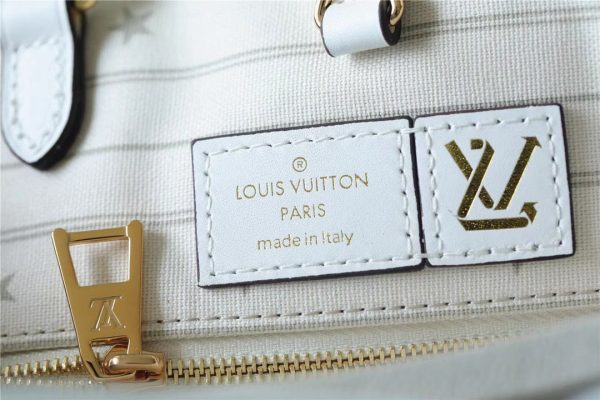 LV Onthego MM Monogram Giant And Raffia White/ Yellow For Women, Shoulder And Crossbody Bags 35cm/13.8in LV