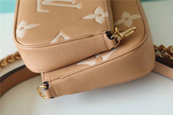 LV Multi Pochette Accessoires Monogram Empreinte Arizona Beige / Cream For Women, Shoulder And Crossbody Bags 9.8in/25cm LV M45983