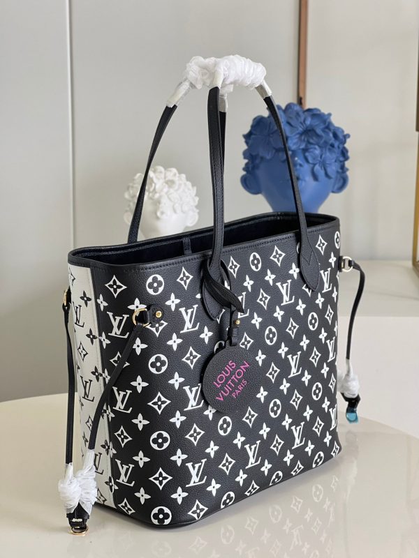 LV Neverfull MM Monogram Empreinte Black/White For Women, Tote Bags 12.2in/31cm LV M46103