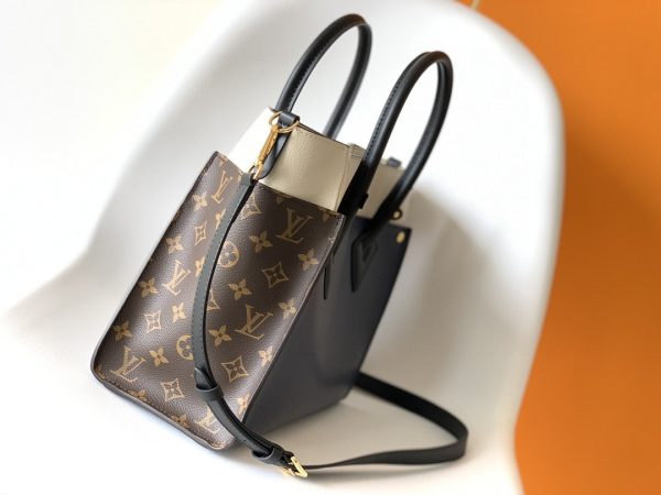 LV On My Side MM Tote Bag Monogram Canvas Navy Blue For Women, Shoulder Bags 12in/31cm LV M55933