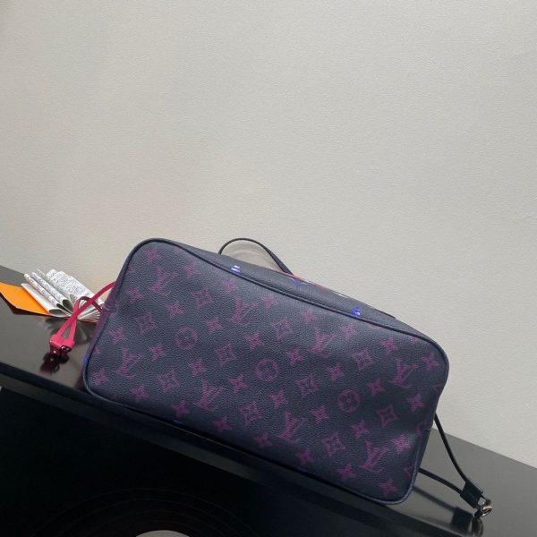 LV Neverfull MM Tote Bag Monogram Canvas Midnight Fuchsia For Women, Shoulder Bags 12.2in/31cm LV M20511