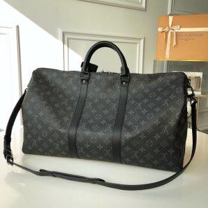 LV Keepall Bandouliere 55 Monogram Eclipse Canvas For Men, Bags, Travel Bags 21.7in/55cm LV M40605