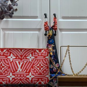 LV LV Crafty Double Zip Pochette Monogram Canvas Red/White For Women, Shoulder And Crossbody Bags 7.9in/20cm LV