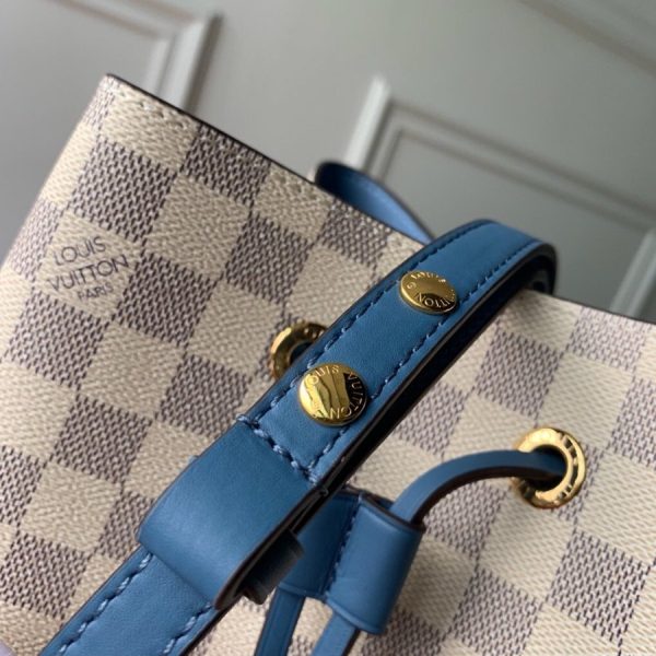 LV NeoNoe MM Bucket Bag Damier Azur Canvas Bleuet Blue For Women, Shoulder And Crossbody Bags 10.2in/26cm LV N40153