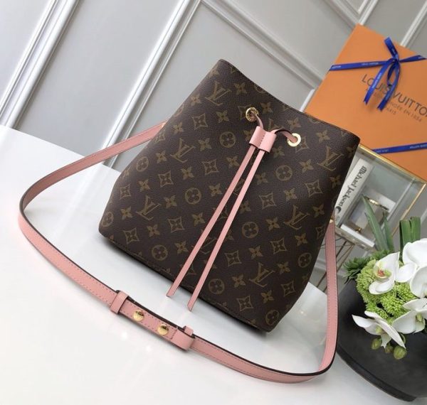 LV NeoNoe Bucket Bag MM Damier Azur Canvas Spring/Summer Collection N50042 Pink