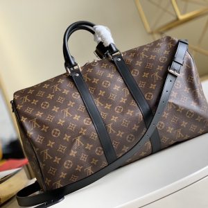 LV Keepall Bandouliere 45 Monogram Macassar Canvas For Men, Bags, Travel Bags 17.7in/45cm LV M56711