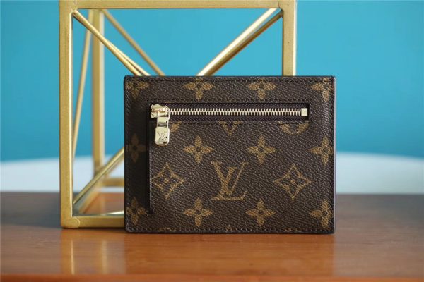 LV ID Card Holder Monogram Canvas Brown For Men, Wallet 13cm LV N60378