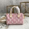 LV Nano Speedy Monogram Jacquard Denim Pink For Women, WoBags 6.3in/16cm LV M81213