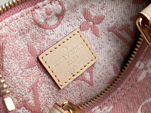 LV Nano Speedy Monogram Jacquard Denim Pink For Women, WoBags 6.3in/16cm LV M81213