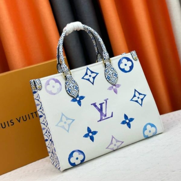 LOUIS VUITTON BY THE POOL ON THE GO PM TOTE BAG BLUE 34CM