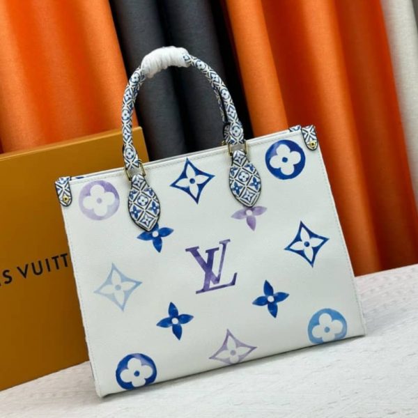 LOUIS VUITTON BY THE POOL ON THE GO PM TOTE BAG BLUE 34CM