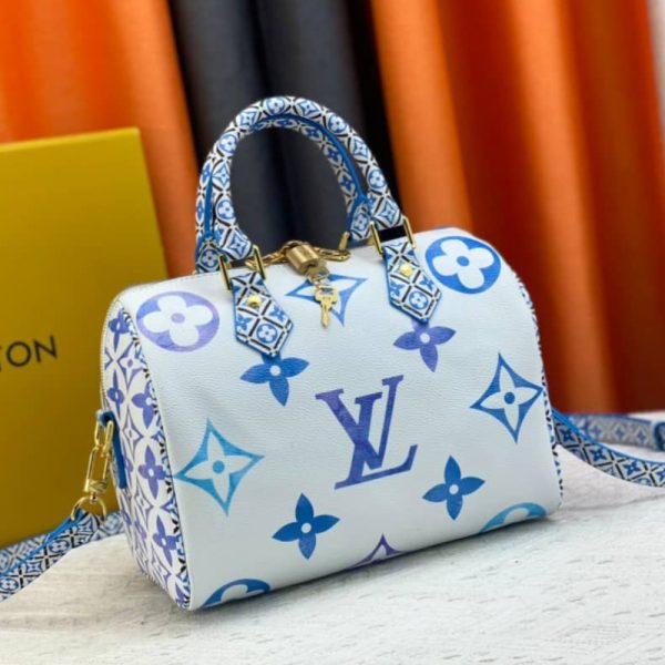 LOUIS VUITTON SPEEDY BANDOULIÈRE WHITE BLUE 25CM