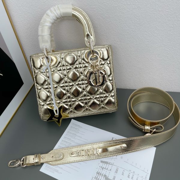 DIOR LADY DIOR CANNAGE METALLIC GOLD 20CM