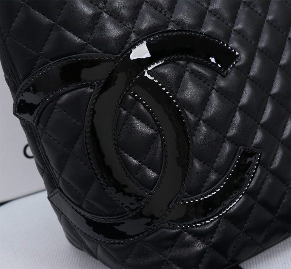 CHANEL CALFSKIN QUILTED LARGE CAMBON TOTE BLACK 41CM