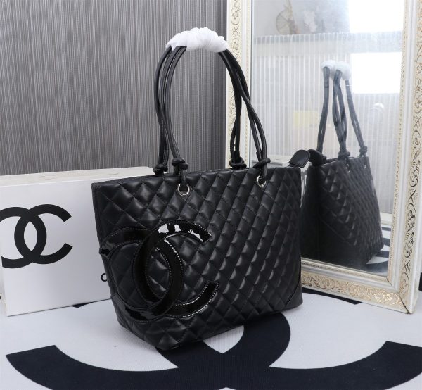 CHANEL CALFSKIN QUILTED LARGE CAMBON TOTE BLACK 41CM