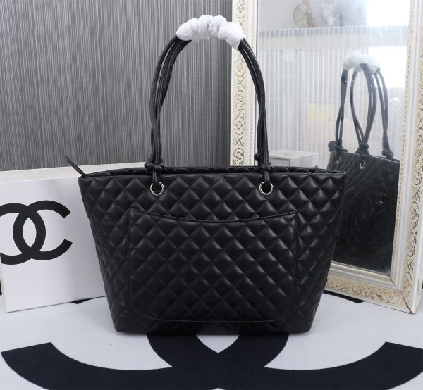 CHANEL CALFSKIN QUILTED LARGE CAMBON TOTE BLACK 41CM