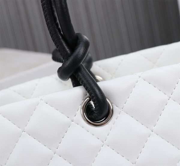 CHANEL CALFSKIN QUILTED LARGE CAMBON TOTE BLACK WHITE 41CM