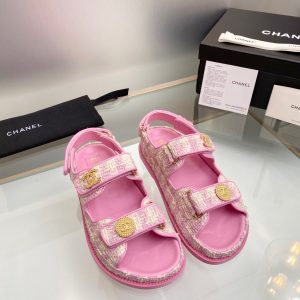 CHANEL TWEED SANDAL PINK ECRU COTTON G35927 X56999 K5945