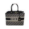 DIOR TOTE BAG WITH GOLD TONE BUCKLE OBLIQUE EMBROIDERY BLUE 34CM