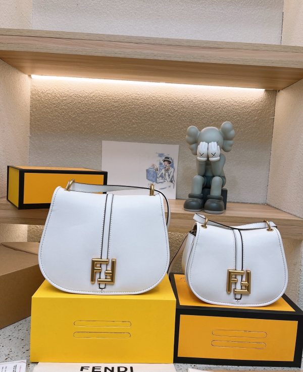 FENDI C’MON MINI WHITE LEATHER BAG 20CM 8BS082AQ0LF1550