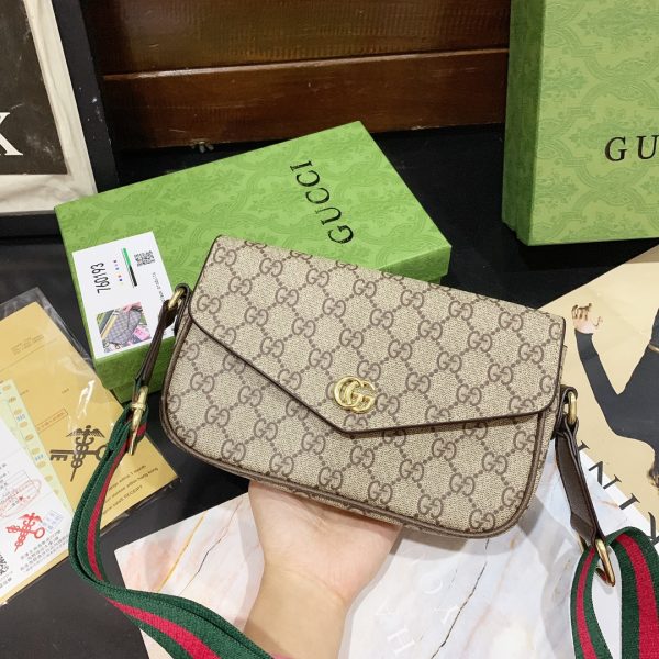 GUCCI OPHIDIA MINI BAG BROWN 22CM