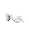 CHANEL CAMELLIA MEDIUM HEEL SLIPPERS LAMBSKIN WHITE