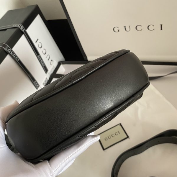 GUCCI GG MARMONT BELT BAG MATELASSE BLACK 18CM