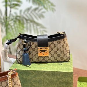 GUCCI PADLOCK SMALL SHOULDER BAG BLACK 25CM 811705 KHNKG 9769