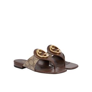 GUCCI BLONDIE THONG SANDALS BROWN P00810550