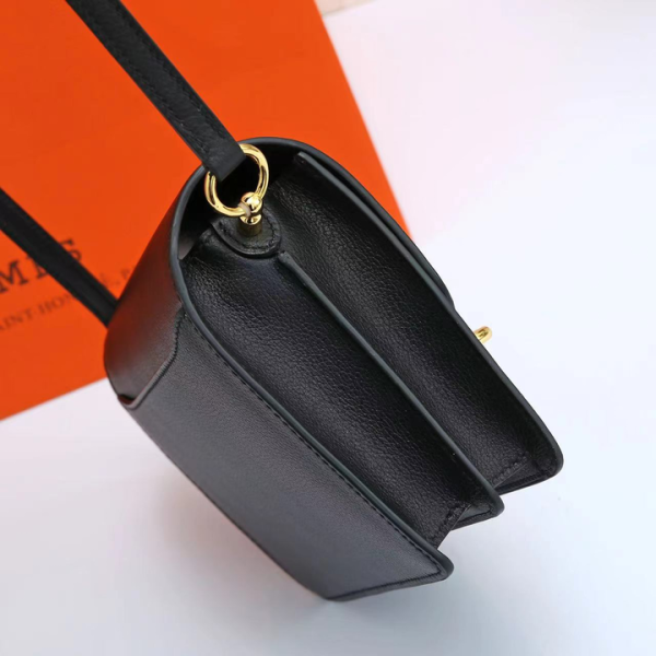 HERMÈS SHINY ALLIGATOR MINI ROULIS PERMABRASS HARDWARE BLACK 18CM