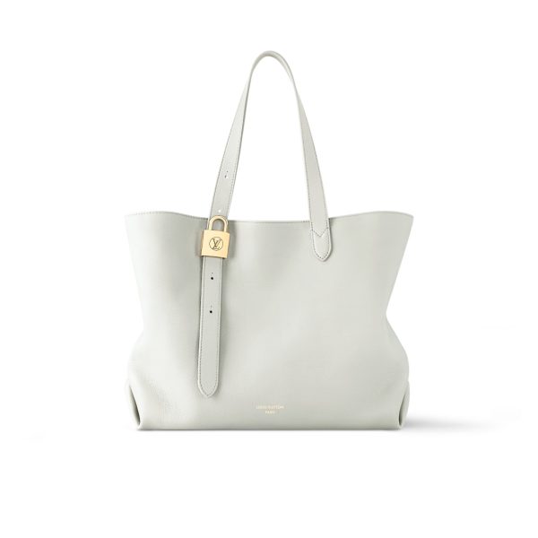 LOUIS VUITTON LOW KEY CABAS MM GRAINED CALFSKIN WHITE 47CM