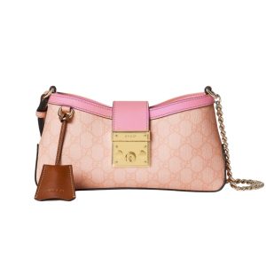 GUCCI PADLOCK SMALL SHOULDER BAG GG SUPREME DUSTY PINK 27CM 811705 FAD3R 6244