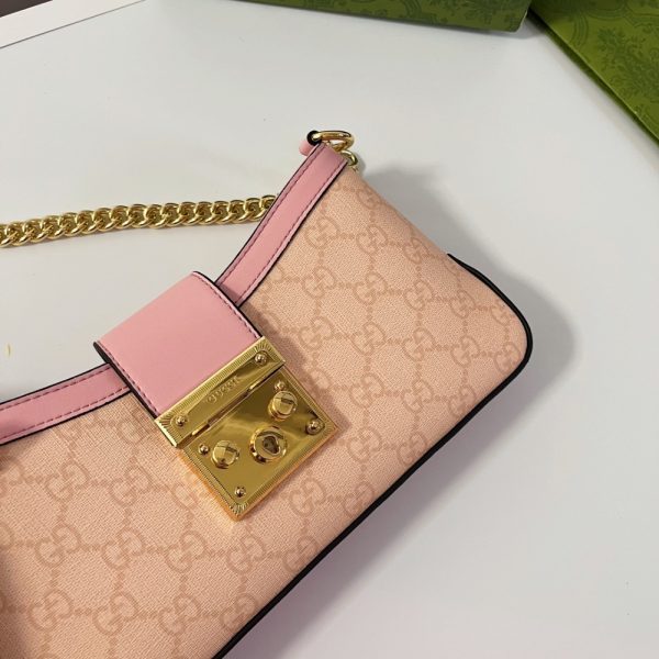 GUCCI PADLOCK SMALL SHOULDER BAG GG SUPREME DUSTY PINK 27CM 811705 FAD3R 6244