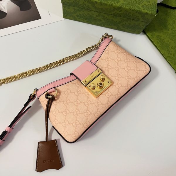 GUCCI PADLOCK SMALL SHOULDER BAG GG SUPREME DUSTY PINK 27CM 811705 FAD3R 6244