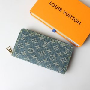 LOUIS VUITTON ZIPPY WALLET MONOGRAM DENIM BLUE 19CM M82958