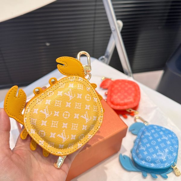 LOUIS VUITTON LV CRAB BAG CHARM LEATHER AND CANVAS YELLOW 9CM M01932