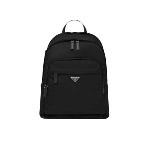 PRADA RE NYLON AND SAFFIANO LEATHER BACKPACK BLACK 38CM 2VZ048 2DMG F0002